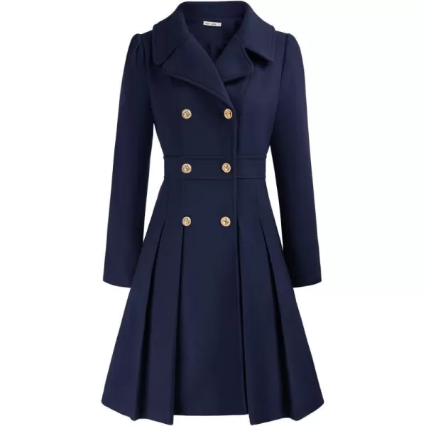 GRACE KARIN Womens Trench Coat Notch Lapel Double Breasted Thick A Line Pea Coats Jacket with PocketsS2XLDark Blue