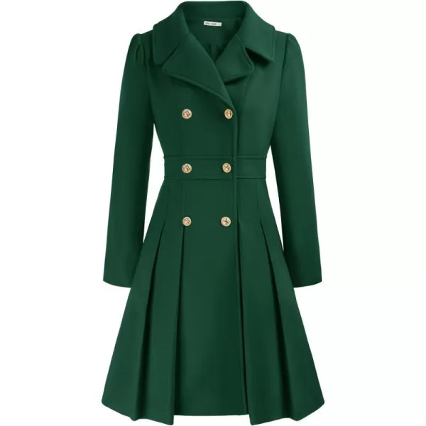 GRACE KARIN Womens Trench Coat Notch Lapel Double Breasted Thick A Line Pea Coats Jacket with PocketsS2XLDark Green