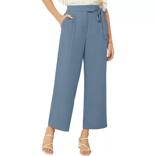 GRACE KARIN Womens Wide Leg Dress Pants High Waisted Business Casual Work TrousersGrey Blue