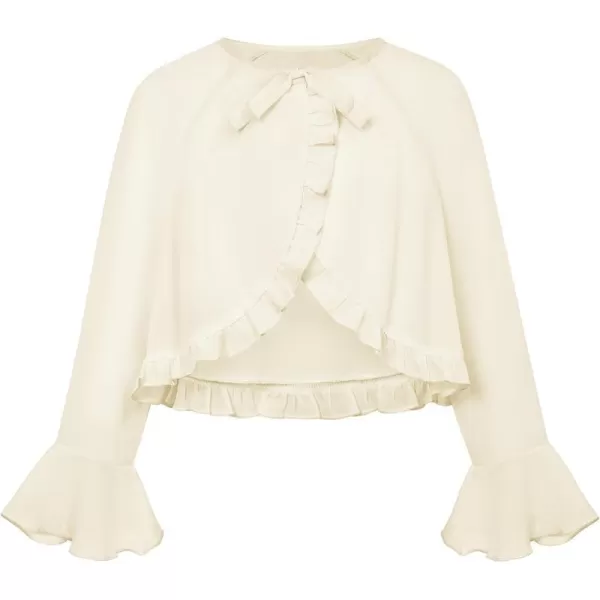 Girls Long Sleeve Cardigan Chiffon Bolero Shrug Light Weight Top for Girls Size 512Cream