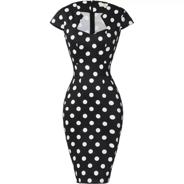 Grace Karin Womens 50s 60s Vintage Pencil Dress Bodycon Cap Sleeve DressBlack White