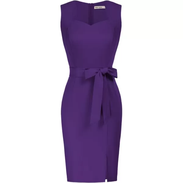 Grace Karin Womens 50s 60s Vintage Pencil Dress Bodycon Cap Sleeve DressPurplewith Belt