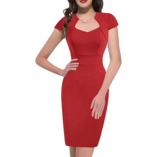 Grace Karin Womens 50s 60s Vintage Pencil Dress Bodycon Cap Sleeve DressRed