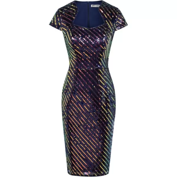 Grace Karin Womens 50s 60s Vintage Pencil Dress Bodycon Cap Sleeve DressSequinnavy