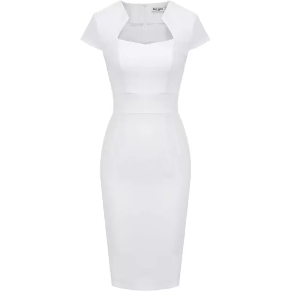 Grace Karin Womens 50s 60s Vintage Pencil Dress Bodycon Cap Sleeve DressWhite8947