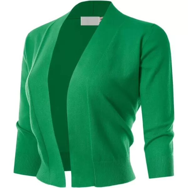 MAYSIX APPAREL 34 Sleeve Solid Open Bolero Cropped Cardigan for Women S3XLMsg1applegreen