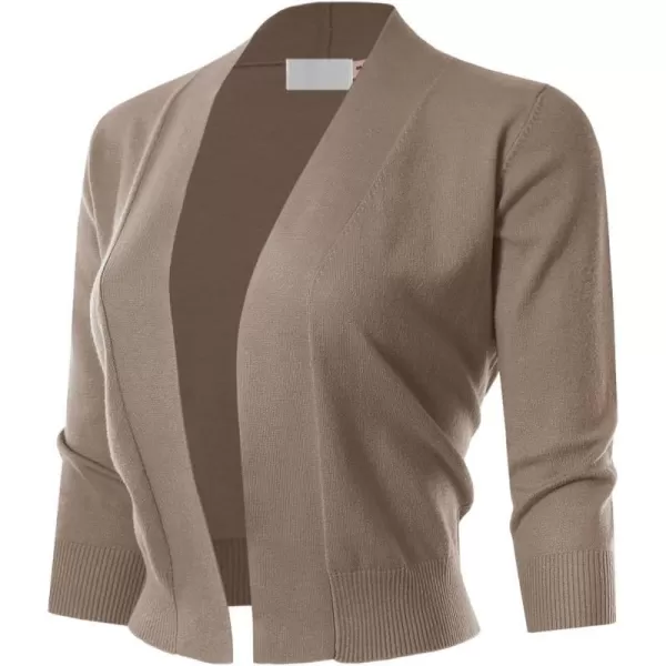 MAYSIX APPAREL 34 Sleeve Solid Open Bolero Cropped Cardigan for Women S3XLMsg1camel