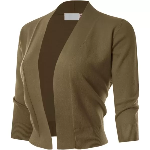 MAYSIX APPAREL 34 Sleeve Solid Open Bolero Cropped Cardigan for Women S3XLMsg1coffee