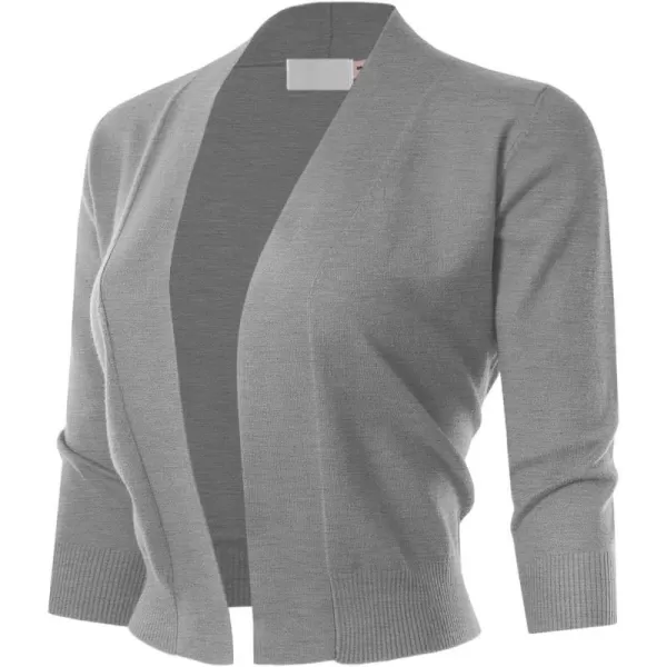 MAYSIX APPAREL 34 Sleeve Solid Open Bolero Cropped Cardigan for Women S3XLMsg1heathergray