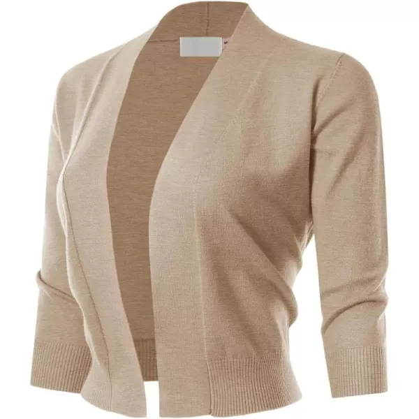 MAYSIX APPAREL 34 Sleeve Solid Open Bolero Cropped Cardigan for Women S3XLMsg1heatherkhaki