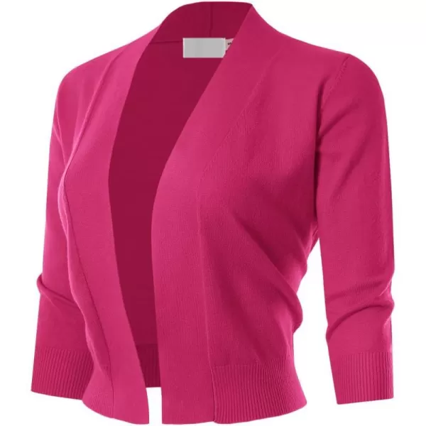 MAYSIX APPAREL 34 Sleeve Solid Open Bolero Cropped Cardigan for Women S3XLMsg1hotpink