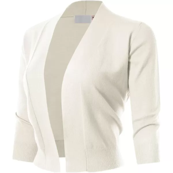 MAYSIX APPAREL 34 Sleeve Solid Open Bolero Cropped Cardigan for Women S3XLMsg1ivory