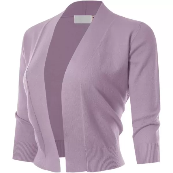 MAYSIX APPAREL 34 Sleeve Solid Open Bolero Cropped Cardigan for Women S3XLMsg1lavender