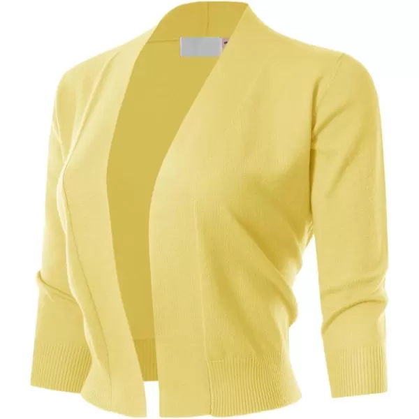 MAYSIX APPAREL 34 Sleeve Solid Open Bolero Cropped Cardigan for Women S3XLMsg1lemonyellow