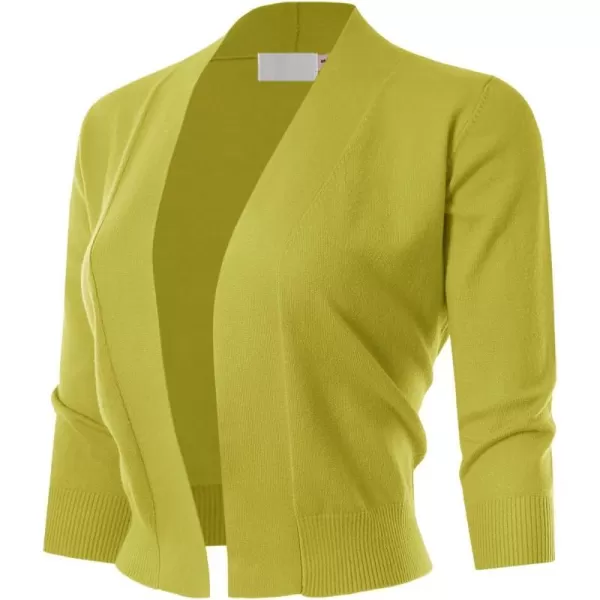 MAYSIX APPAREL 34 Sleeve Solid Open Bolero Cropped Cardigan for Women S3XLMsg1lime