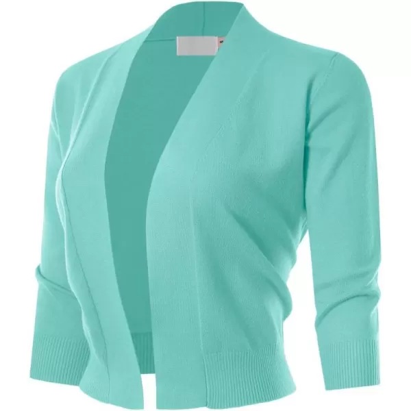 MAYSIX APPAREL 34 Sleeve Solid Open Bolero Cropped Cardigan for Women S3XLMsg1mint