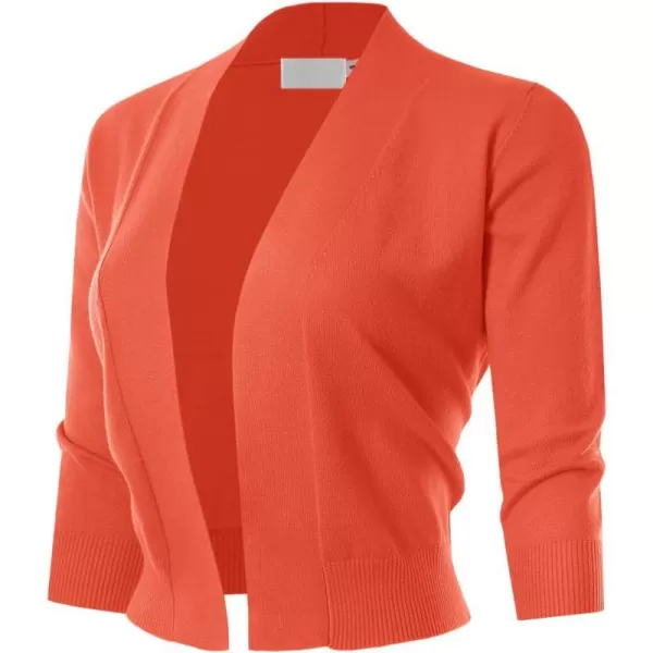 MAYSIX APPAREL 34 Sleeve Solid Open Bolero Cropped Cardigan for Women S3XLMsg1orange