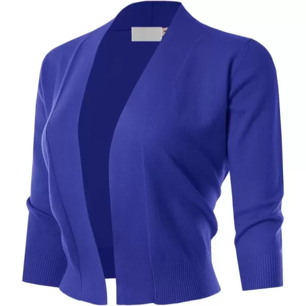 MAYSIX APPAREL 34 Sleeve Solid Open Bolero Cropped Cardigan for Women S3XLMsg1royalblue