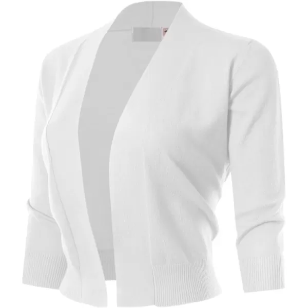 MAYSIX APPAREL 34 Sleeve Solid Open Bolero Cropped Cardigan for Women S3XLMsg1white