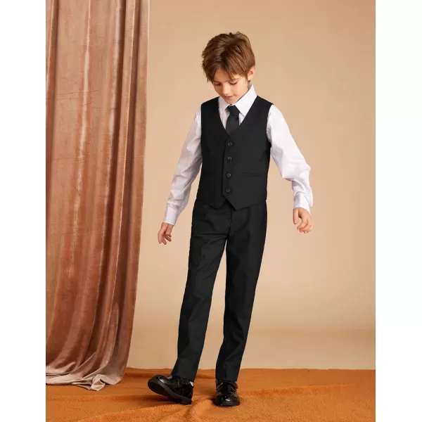 GRACE KARIN Boys Suits 4 Piece Formal Slim Fit Dresswear Suit Set with Elastic Waistband for 614YBlack