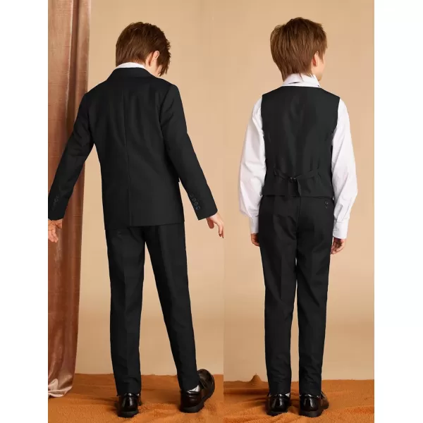 GRACE KARIN Boys Suits 4 Piece Formal Slim Fit Dresswear Suit Set with Elastic Waistband for 614YBlack