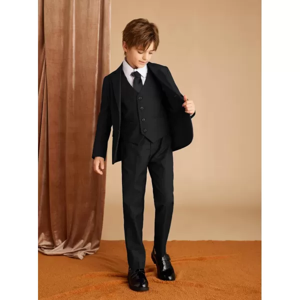 GRACE KARIN Boys Suits 4 Piece Formal Slim Fit Dresswear Suit Set with Elastic Waistband for 614YBlack