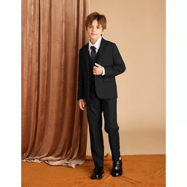 GRACE KARIN Boys Suits 4 Piece Formal Slim Fit Dresswear Suit Set with Elastic Waistband for 614YBlack