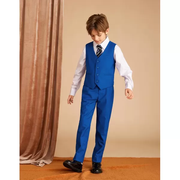 GRACE KARIN Boys Suits 4 Piece Formal Slim Fit Dresswear Suit Set with Elastic Waistband for 614YRoyal Blue