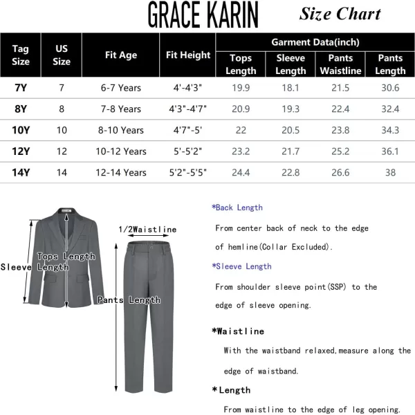 GRACE KARIN Boys Suits 4 Piece Formal Slim Fit Dresswear Suit Set with Elastic Waistband for 614YRoyal Blue