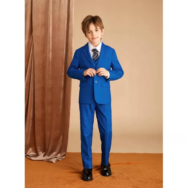 GRACE KARIN Boys Suits 4 Piece Formal Slim Fit Dresswear Suit Set with Elastic Waistband for 614YRoyal Blue