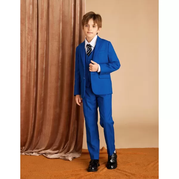 GRACE KARIN Boys Suits 4 Piece Formal Slim Fit Dresswear Suit Set with Elastic Waistband for 614YRoyal Blue