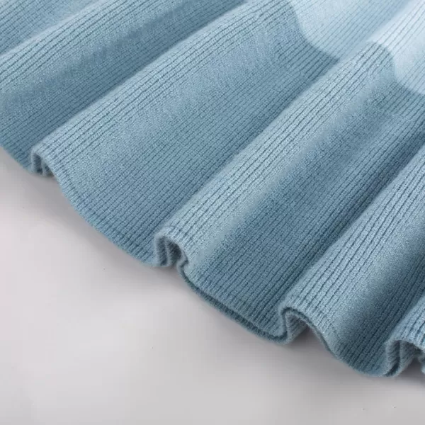 GRACE KARIN Girl Dress Long Sleeve Sweater Ruffle Button Front Knit Casual Fall Winter Dresses for Girls 512Color Blockblue