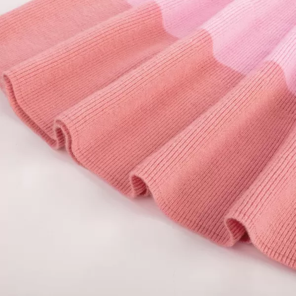 GRACE KARIN Girl Dress Long Sleeve Sweater Ruffle Button Front Knit Casual Fall Winter Dresses for Girls 512Color Blockpink