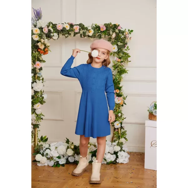 GRACE KARIN Girl Dress Long Sleeve Sweater Ruffle Button Front Knit Casual Fall Winter Dresses for Girls 512Kleinland