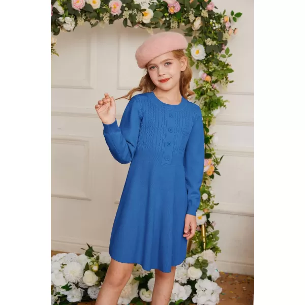 GRACE KARIN Girl Dress Long Sleeve Sweater Ruffle Button Front Knit Casual Fall Winter Dresses for Girls 512Kleinland