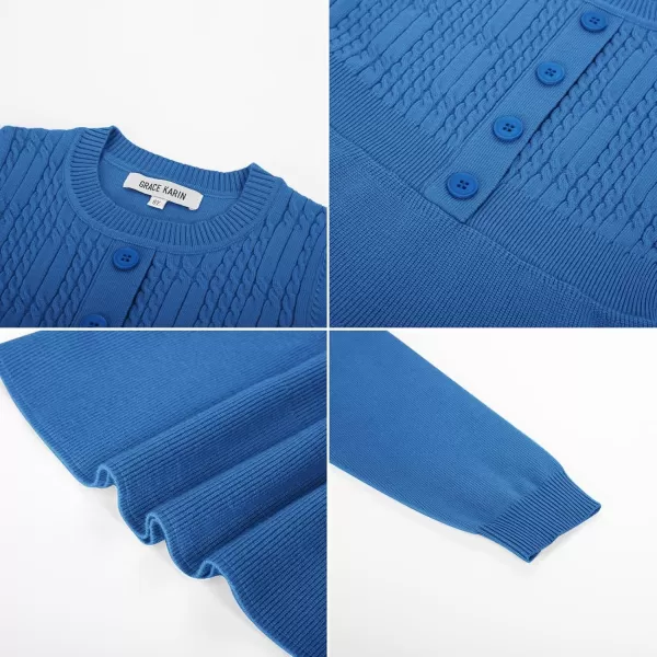 GRACE KARIN Girl Dress Long Sleeve Sweater Ruffle Button Front Knit Casual Fall Winter Dresses for Girls 512Kleinland