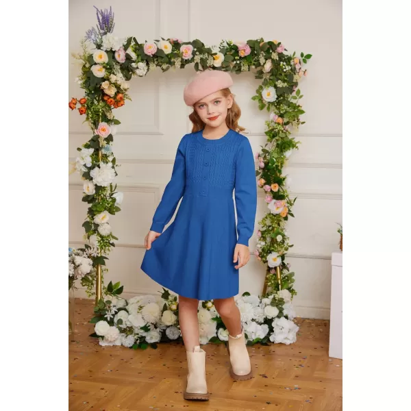 GRACE KARIN Girl Dress Long Sleeve Sweater Ruffle Button Front Knit Casual Fall Winter Dresses for Girls 512Kleinland