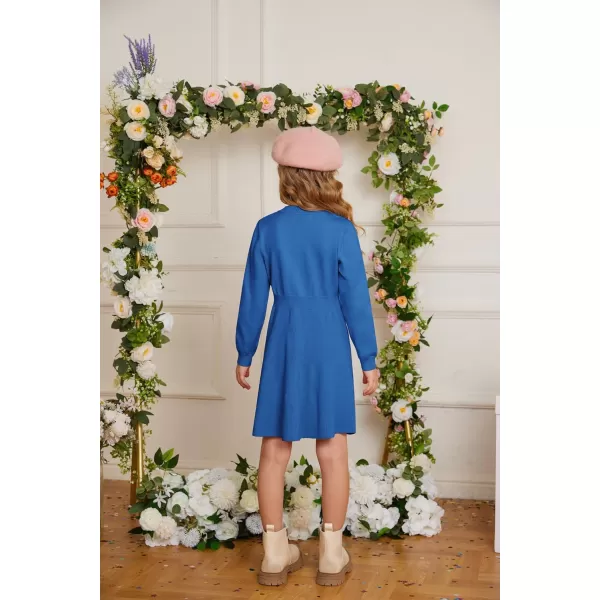 GRACE KARIN Girl Dress Long Sleeve Sweater Ruffle Button Front Knit Casual Fall Winter Dresses for Girls 512Kleinland