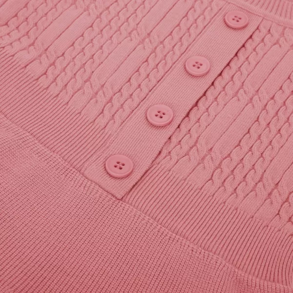 GRACE KARIN Girl Dress Long Sleeve Sweater Ruffle Button Front Knit Casual Fall Winter Dresses for Girls 512Medium Pink