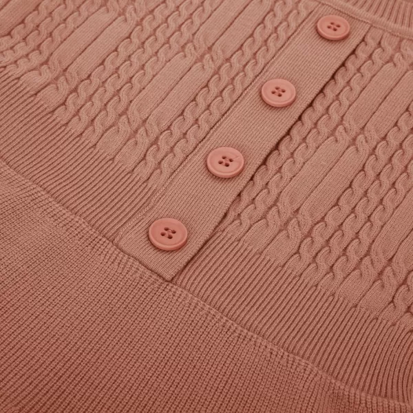 GRACE KARIN Girl Dress Long Sleeve Sweater Ruffle Button Front Knit Casual Fall Winter Dresses for Girls 512Rust Red