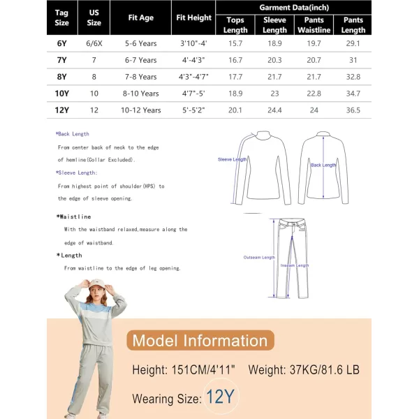 GRACE KARIN Girls 2 Piece Outfits Girls Drop Shoulder Hoodies Contrasting Colors Long Sleeve Sweatshirts and Sweatpants 512YPurple