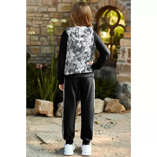 GRACE KARIN Girls 2 Piece Pant Sets Long Sleeve Sweatshirt Hoodie and Sweatpants Outfits Size 514 YearsBlack