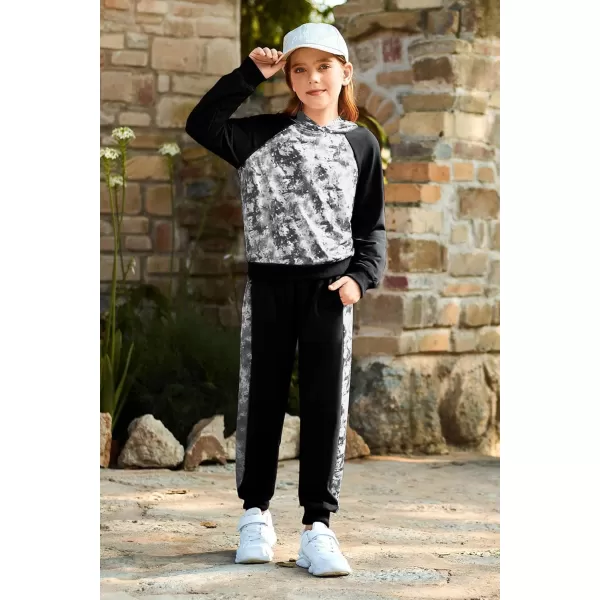 GRACE KARIN Girls 2 Piece Pant Sets Long Sleeve Sweatshirt Hoodie and Sweatpants Outfits Size 514 YearsBlack