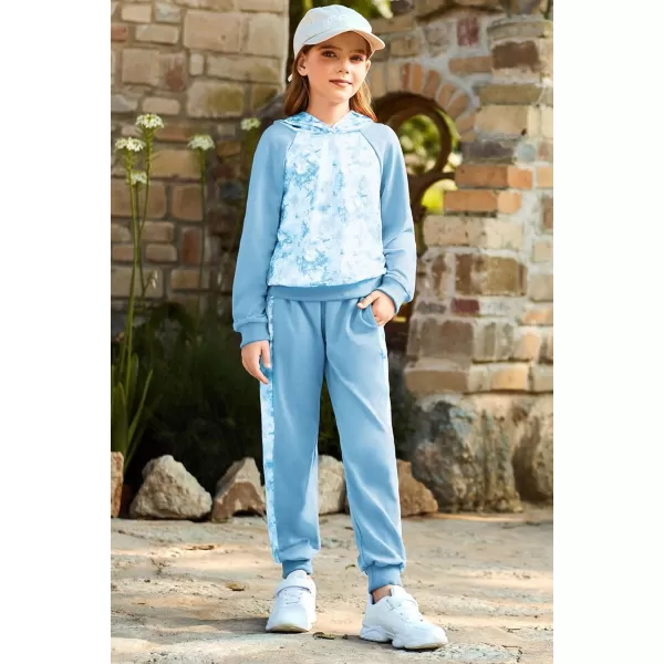 GRACE KARIN Girls 2 Piece Pant Sets Long Sleeve Sweatshirt Hoodie and Sweatpants Outfits Size 514 YearsBlue