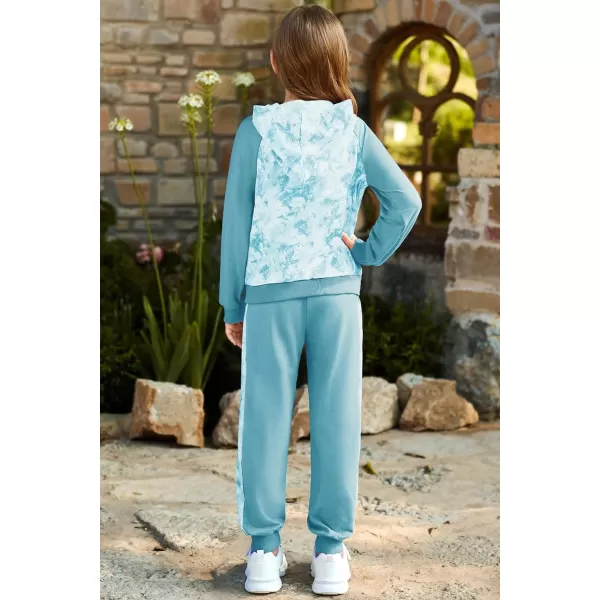 GRACE KARIN Girls 2 Piece Pant Sets Long Sleeve Sweatshirt Hoodie and Sweatpants Outfits Size 514 YearsTeal