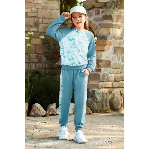 GRACE KARIN Girls 2 Piece Pant Sets Long Sleeve Sweatshirt Hoodie and Sweatpants Outfits Size 514 YearsTeal