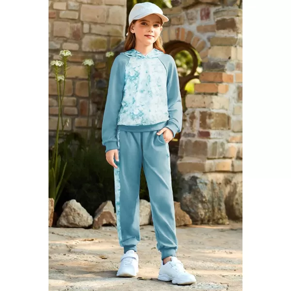 GRACE KARIN Girls 2 Piece Pant Sets Long Sleeve Sweatshirt Hoodie and Sweatpants Outfits Size 514 YearsTeal