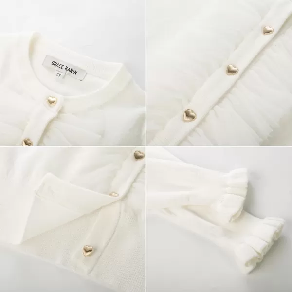 GRACE KARIN Girls Cardigan Button Up Knit Mesh Ruffle Uniform Sweater Size 512White