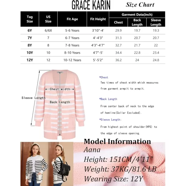 GRACE KARIN Girls Cardigan Sweater Long Sleeve Back to School Uniforms Knit Outerwear with Pockets 512YWhite
