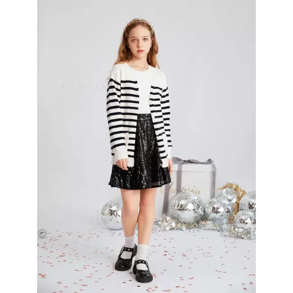 GRACE KARIN Girls Cardigan Sweater Long Sleeve Back to School Uniforms Knit Outerwear with Pockets 512YWhite